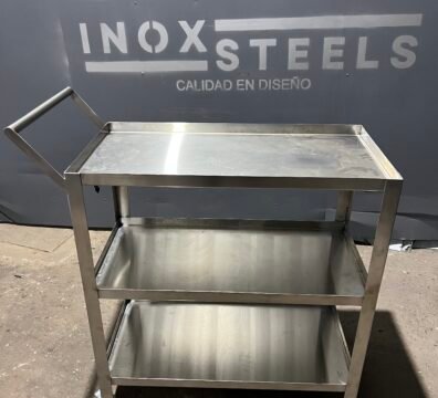 CARRO DE SERVICIO 3 NIVELES CON RUEDAS ACERO INOXIDABLE - INOXSTEELS