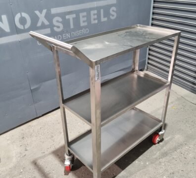 Carrito de servicio con 3 niveles en acero inoxidable - INOXSTEELS