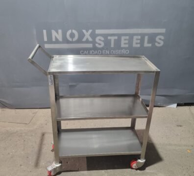 Carrito de servicio con 3 niveles en acero inoxidable - INOXSTEELS