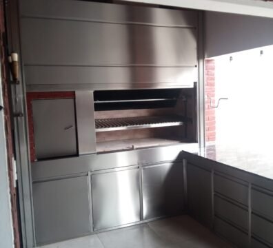 FRENTE DE PARRILLA EN L COMPLETO CON CAJONERA EN ACERO INOXIDABLE- INOXSTEELS