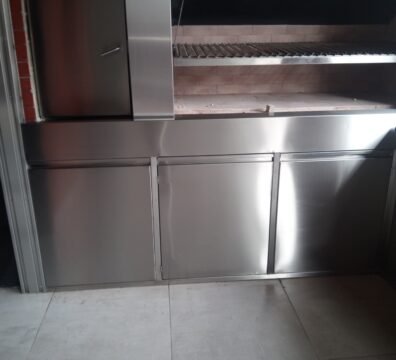 FRENTE DE PARRILLA EN L COMPLETO CON CAJONERA EN ACERO INOXIDABLE- INOXSTEELS